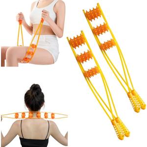 2 Pack Back and Neck Massager Back Massager Roller Rope Back Relax Massage Ball Roller Shoulder Massager Handheld Manual Therapy Self Massage Tools for Maderoterapia Colombiana Pain Relief