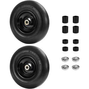 Parts Camp 13" Wheelbarrow Tires and Wheels 4.00-6 Pneumatic Tires with 5/8"&3/4" Bore Hole and 1.75" Centered Hub Flat Free Wheelbarrow Tire Fit Wheelbarrows/Wagons/Dolly/Trolley/Hand truck(2 Pack)