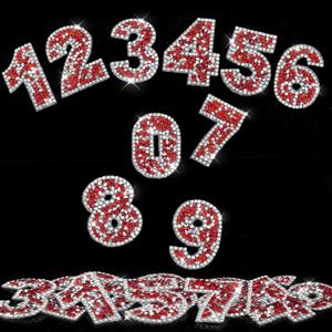 Locacrystal 60pcs Bling Rhinestone Numbers Sticker 6sets 0-9Digits Self-Adhesive Iron on Crystal Numbers Stickers for DIY Crafts Laptop Gifts Furniture Car Clothing Decorations(Red+White,1.73")