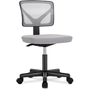 DUMOS Armless Desk Chairs, Small Home Office Mesh Chairs | Ergonomic Adjustable Mid Back, Swivel Rolling Task, Computer Work Vanity Small Spaces, Dark Grey, 1pc