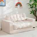 MAXYOYO Kids Bean Bag Chair, Upholstered Bean Bag Sofa Cloud 2-Seat for Boys and Girls, Boneless Couch with Tufted Cushion & Pillows, Kids Sofa in A Box, No Assembly Required, Beige