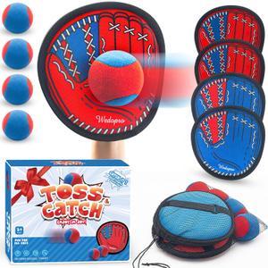 Toss and Catch Ball Game, Kids Toddler Baseball Glove & Catch Ball Toys, Kids Outdoor Games for Family, Toys for Beach Yard Outside, Birthday Christmas Gift for Ages 3 4 5 6 7 8-12 Year Old Boys Girl (Red and Blue)
