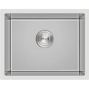 24 inch Undermount Kitchen Sink, 24 x 18 inch Single Bowl Stainless Steel Handmade Undermount Kitchen Sink with Sink Strainer, Brushed