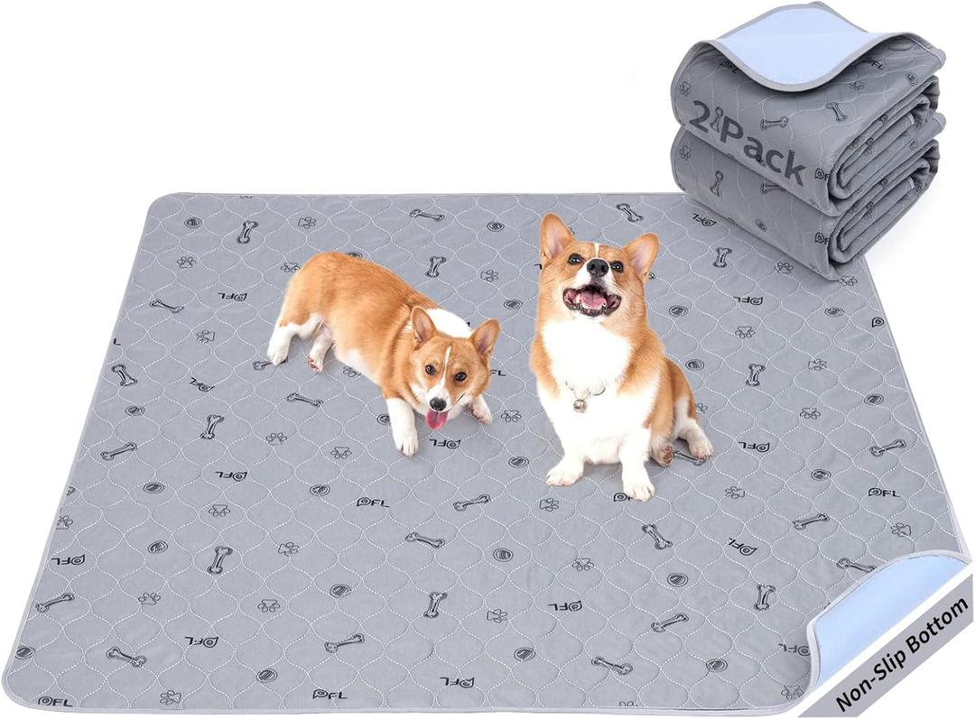 2Pack Puppy Pads Washable, 48x48 Reusable Pee Pads for Dogs, Absorbent Whelping Pads Waterproof Dog Rug Non-Slip Protector for Housbreaking,Potty Training,Bed Couch Carpet