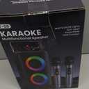 Karaoke Machine for Adults Kids, Portable Bluetooth Speaker with 2 Wireless Microphones, TWS Mode & LED Light, 10H Battery PA System, Home Party Outdoor Camping Birthday Gifts (Black)