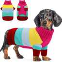 AOFITEE Small Dog Sweaters, Warm Dogs Sweater for Small Girls Boys, Turtleneck Pullover Puppy Knitwear, Dog Sweatshirt for Fall Winter, Stretchy Pullover for Yorkie, Chihuahua, Teacup (Pinks) (Rose Red)