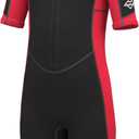 Hevto Kids Wetsuit Shorty Boys Girls Youth 2mm Neoprene Short Wet Suit in Cold Water for Swimming Snorkeling Surfing Diving (Red, 7)