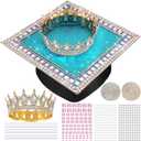 Noveread 13 Pcs DIY Graduation Cap Decorations Kit Graduation Crown for Women Include 1 Crown 2 Rhinestone Necklace 3 Hot Glue Stick 300 Pearl 504 Rhinestone Sticker 4 Crystal Diamond Sticker(Gold)