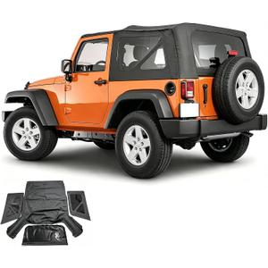 Soft Top for Jeep 2010-2018 2 Door Jeep Wrangler JK,23oz PVC Fabric,Black