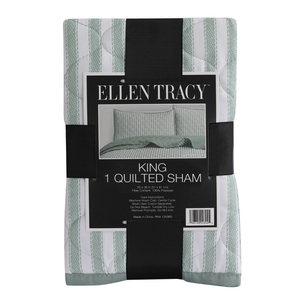 Ellen Tracy Quilt King Sham Green Stripe
