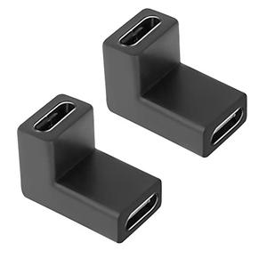 2 x GELRHONR USB C Female to Female Adapter,Up & Down Angle USB Type C Coupler Support Charging and Data Transfer for Laptop,Mobile Phone,PC-2pack (Black - 2 Up)