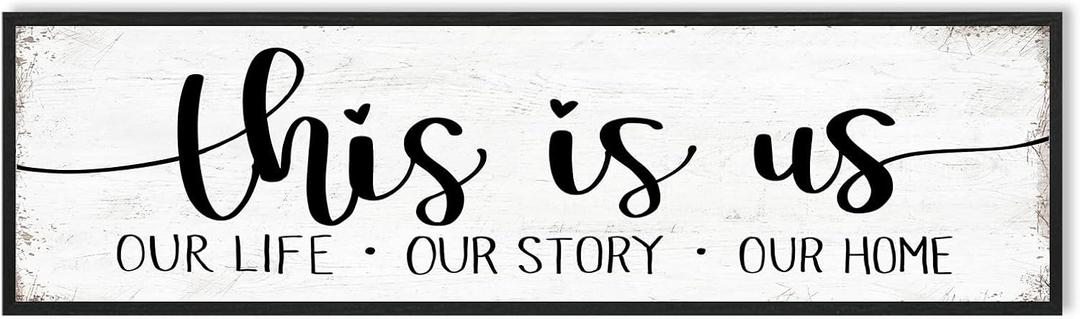 This Is Us Sign Wall Decor: Family Signs for Home Decor Living Room Wall Art Framed 16"x48"Large Farmhouse Rustic Home Sign Wall Decor Above Bed,Country Wall Plaques Hanging Master Bedroom Decor