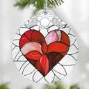 3 Packs Valentine Heart Stained Glass Ornament, Christmas Ornament Christmas Tree Decor, Holiday Decor, Stocking Stuffer, Gift Idea, Valentine's Day Gift, Gifts for Girlfriend, Lover, Couple, Wife 