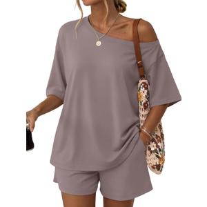 Trendy Queen Womens 2 Piece Summer Shorts Set Lounge Matching Two Piece Oversized Beach Vacation Outfits 2026 Sweatsuits, Size XL