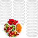 30 Pack Plastic Appetizer Trays with Lids, 6 Compartment Serving Platters Tray, 9.5 Inch Clear Disposable Food Storage Containers, Kids Snack, Fruit Platter Vegetable Trays for Party and Buffet