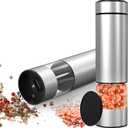 innhom Electric Salt and Pepper Grinder Set Battery Operated Stainless Steel Salt Grinder Pepper Mill Automatic Salt and Pepper Grinder Set with Adjustable Coarseness