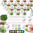 Skylety 30 Sets Halloween Ghost in a Mason Jar with Moss and Card Glow in the Dark Adopt a Ghost Figurine Luminous Creepy Crafts Spooky Crafts for Halloween Horror Decorations DIY Party Gifts