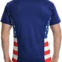 H HYFOL Short Sleeve Polo Shirts for Men Star Patchwork Graphic Stretch Casual American Patriotic Raglan Golf Polos for Men (Blue, XL)