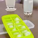 Joie Standard Ice Cube Tray, Covered and Stackable, No-Spill Removable Lid, Pop Open Door for Easy Refills, Keeps Ice Fresh, Freezer Durable, Dishwasher Safe, Green