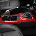 JeCar Interior Gear Shift Cup Holder Panel Cover Trim Fit for Jeep Wrangler JL JLU Gladiator JT 2018-2024 2025+ (Red)