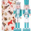 12" Christmas Decorations Nutcracker Ornaments,Traditional Wooden Nutcracker Figures Soldier,Festive Collectible Christmas Nutcracker Doll Gift forTable Desktop Fireplace2 PCS