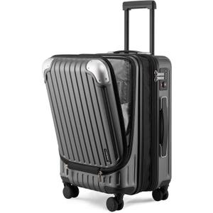 LEVEL8 Grace Carry on Luggage, 20 Inch Expandable Hard Shell Suitcase with Wheels, Abs+Pc Harshell Spinner Luggages with Tsa Lock, Travel Bag for Women Men, Grey, 20 Inch - EXT