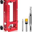 Door Hinge Jig, Aluminum Alloy Door Hinge Template Kit for Router, Adjustable Mortise Jig Fits Door Hinges from 2.5" to 5" Length, 1/4" R, 5/8" R, Square Corner (Red One)