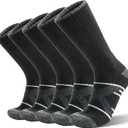 ANTSANG 5 Pairs Merino Wool Hiking Socks for Men & Women Thermal Winter Warm Moisture Wicking Cushion Boot Socks (Large, Black)