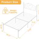 Weehom Twin Bed Frames with Headboard, Heavy Duty Metal Platform Under Bed Storage Space Easy Assembly for Kids Girls Adults White
