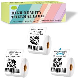 Thermal Labels Compatible for Supvan T50M Pro, Phomemo M110, Label Maker Tape Refill, Weatherproof & Tear-Resistant Thermal Stickers (40mm x 60mm, 1.57''x2.36'')
