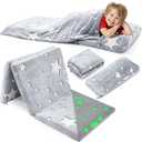 Hillsuren Toddler Nap Mat with Removable Pillow and Blanket, Foldable Floor Mattress for Kids, All-in-one Sleeping Bag for Preschool Daycare Travel Camping Sleep Mat, 21" x 50"