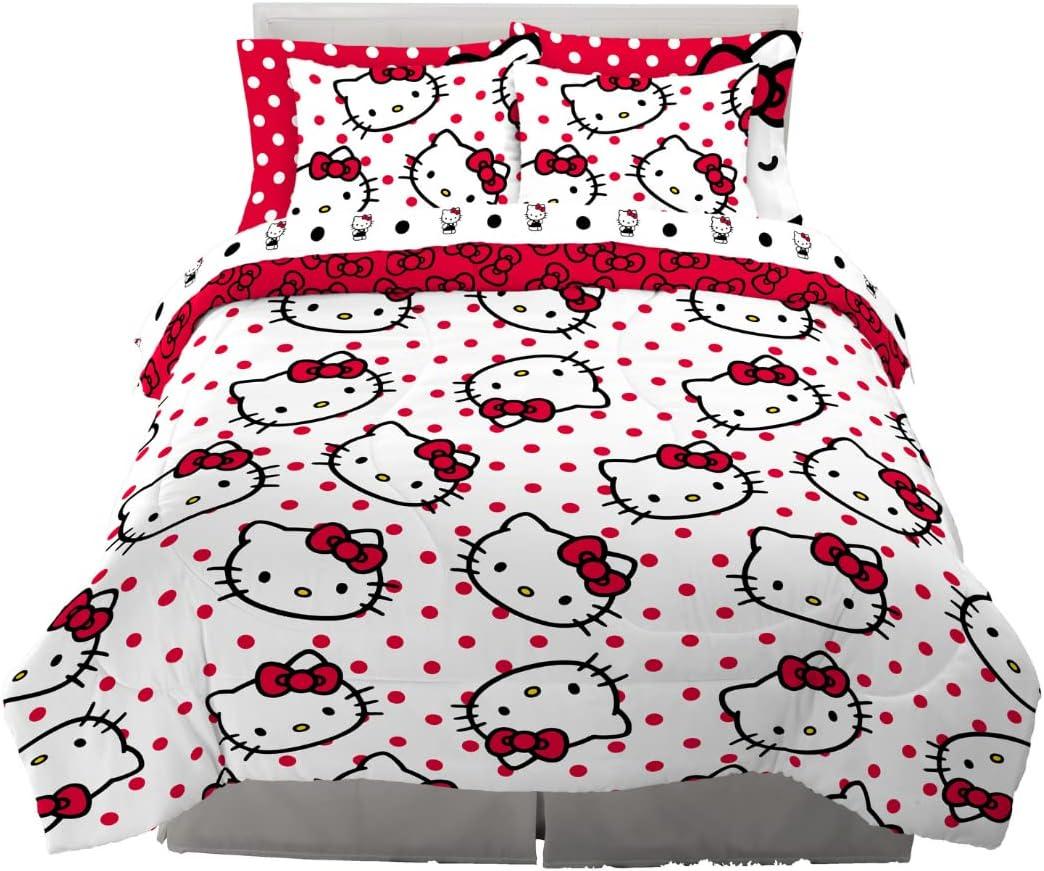 Franco Kids Bedding Super Soft Comforter and Sheet Set with Sham, 7 Piece Full Size, Hello Kitty(Prints may vary) 
