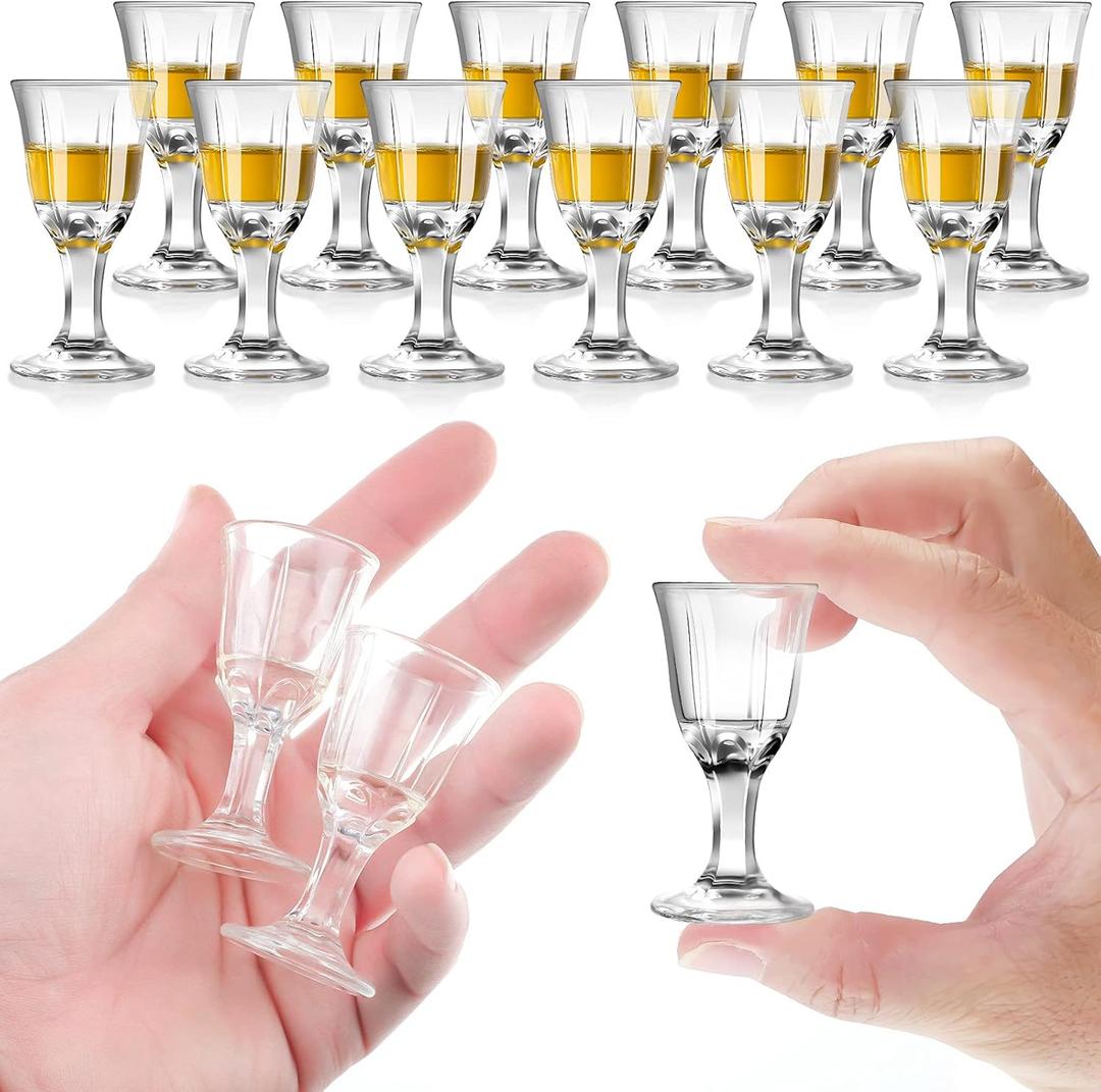 CHENGU 12 Pcs Mini Shot Glasses - 0.4 OZ/Half an Ounce, Clear Cordial wine Glasses with Base for Wine, Tequila, Whiskey, Spirits