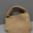 Woven Leather Bags for Women Knoted Women Handbag Designer Shoulder Bucket Purse Handmade Fashion Tote Hobo Bag Small (Beigea)