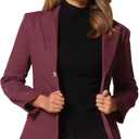 Allegra K Notched Lapel Denim Blazer for Women's Casual Work Long Sleeve Shoulder Pad Jean Jackets, Small