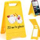 Cute I Love You Valentine's Day Til We're Ghosts Desk Sign Yellow Warning Style Table Decor Valentine's Day Gift for Boyfriend Girlfriend Husband Wife Tabletop Cubicle Phone Holder Mirror Stand
