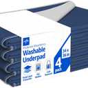 Medline Washable Bed Pads for Incontinence, Large 34 x 36 inch Reusable Underpads, 4 Pack, Pee Pads for Dogs, Adults, Kids and Baby, Navy with Gray Top Sheet
