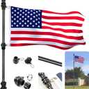 HIBLE Carbon Fiber Flag Pole for Outside, 1-1.25 Inch 12 Foot Telescoping Outdoor Flag Pole, High Wind Flag Pole for House Ground (No Bracket and Flag) (Black)