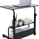 Adjustable Height Mobile Computer Desk with Wheels Black 31.5X15.7 Inches, Onesize