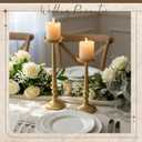 Set of 2 Gold Antique Brass Candlestick Holder Vintage Cast Iron Tall Candle Stand for 3 Inch Pillars Heavy Metal Candle Stand for Party Table Decor