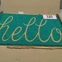 DII Hello Coir Fiber Doormat Non-Slip Durable Outdoor/Indoor, Pet Friendly, 18x30, Aqua