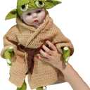 Newborn Photography Props Outfits Boy Girl Baby Crochet Outfits Handmade Infant Photo Shoot Knitted Baby Costume Sets (Green 5pcs)