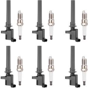 DG500 Set of 6 Ignition Coil Pack and Iridium Spark Plug Compatible with Ford Mazda Mercury - Escape 500 Freestyles Taurus Tribute Mariner Montego Sable 3.0L V6 Replace#DG513 5C1449 SP493
