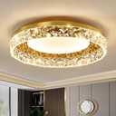 Gold Led Flush Mount Ceiling Light Modern 40w 3000k-6000k Light Fixture 15.7inch Bathroom Round Ceiling Lamp for Kitchen Bedroom Entryway Hallway Living Room., 15in