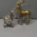 DN DECONATION Reindeer Christmas Decorations – 2 PCS Gold Xmas Deer Decor Figurines – Tabletop Vintage Resin Christmas Decor Indoor, Reindeer Sculptures for Home Winter Room