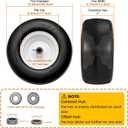 13x6.50-6 Lawn Mower Tire and Wheel Flat Free 2 PCS, Solid Smooth Zero Turn Lawn Mower Front Tire Assembly, 3/4" Bearings Pre-assembled, 4"-6.2" Centered Hub and Extra 5/8" & 1/2" Bushings, 12.8 inches