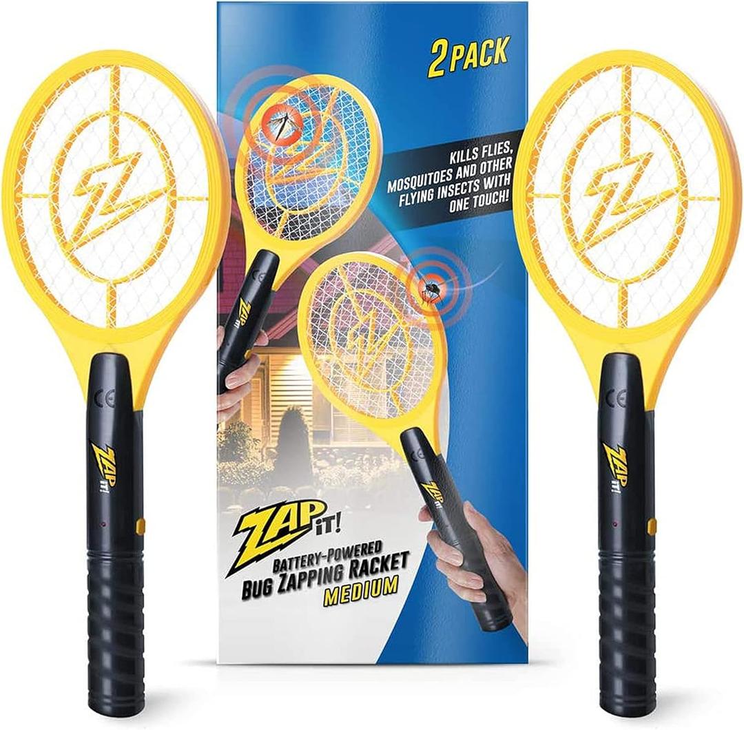 Zap It Bug Zapper Battery Powered (2xAA Included) Bug Zapper Racket, 3,500 Volt, 2 Pack (Medium)