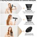Hair Dryer, 110,000RPM High Speed Blow Dryer, 200 Millions Ionic Hairdryer with HD Display, 2000W Professional Hair Dryers with Diffuser and Nozzle, 4 Temps and 3 Speeds (Gray)