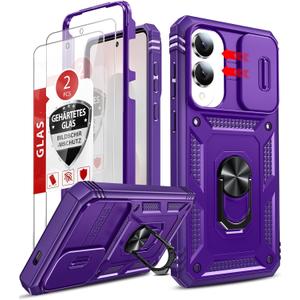 LeYi for Samsung S25-Edge Case: Galaxy S25 Edge Phone Case with [Tempered Glass Screen Protector] X2, Camera Cover & Full Body Protection Cell Android Basic for Samsung Galaxy S25 Edge Case, Purple