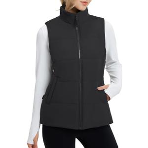 BALEAF Women's Running Puffer Vest Lightweight Winter Warm Vests Water Resistant Sleeveless Puffer Jackets (Medium, Black)